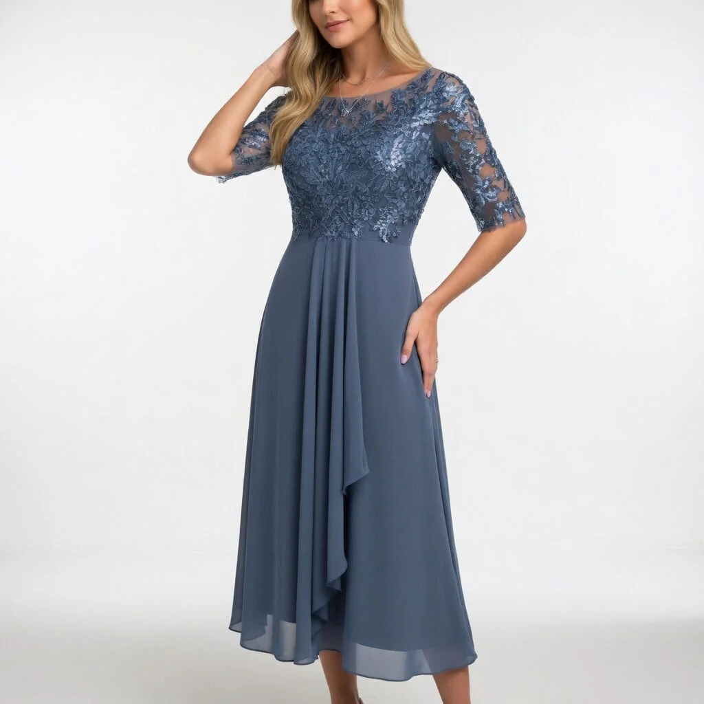 Zerda - Elegante Abito Midi in Pizzo