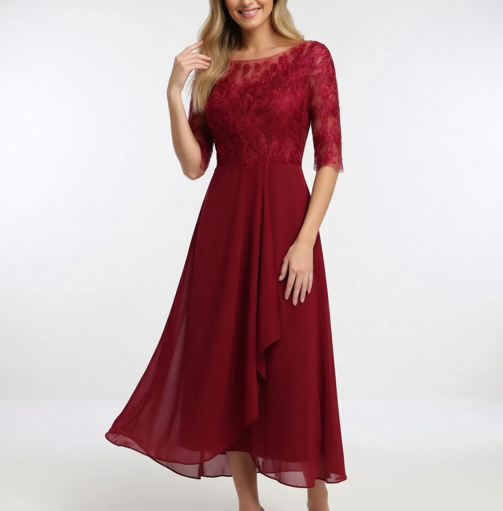 Zerda - Elegante Abito Midi in Pizzo - Image 2
