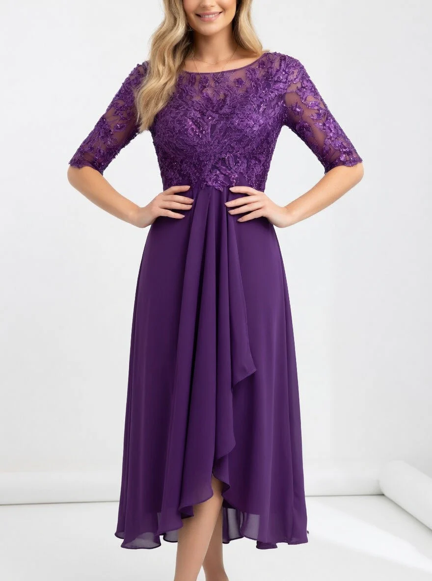 Zerda - Elegante Abito Midi in Pizzo - Image 3