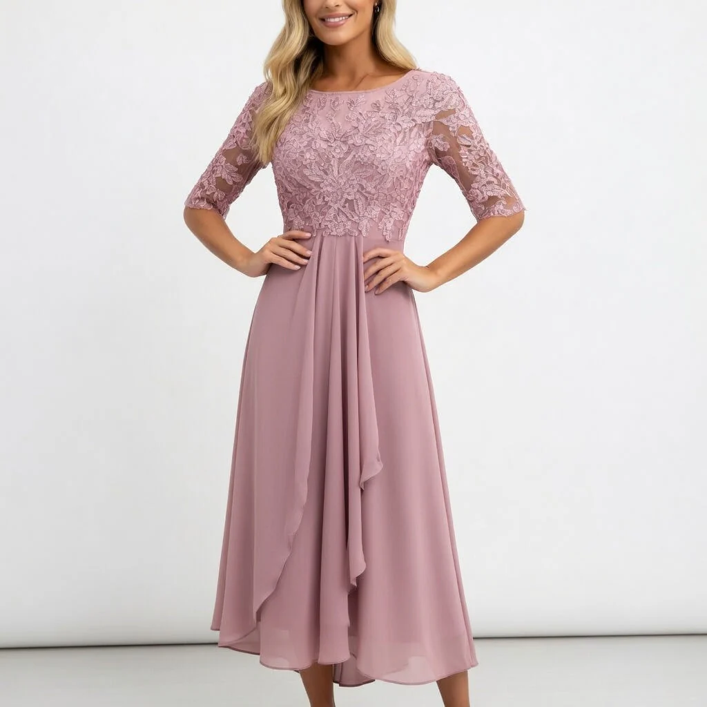 Zerda - Elegante Abito Midi in Pizzo - Image 4