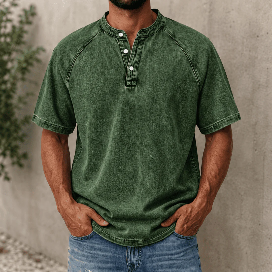Zerric - Camicia Henley in denim a manica corta - Image 4