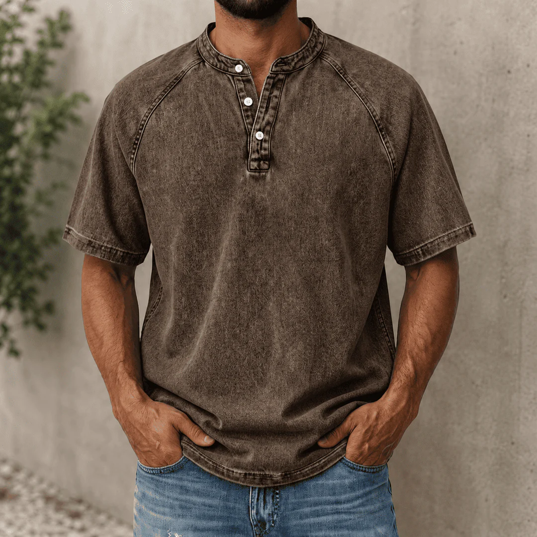 Zerric - Camicia Henley in denim a manica corta - Image 5