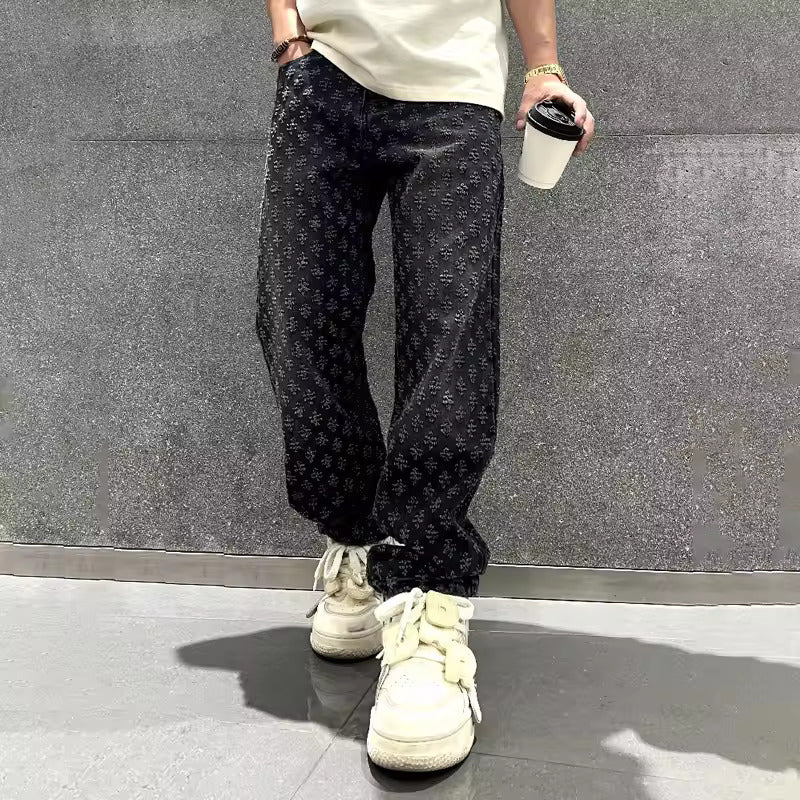 Zeydan - Pantaloni Jeans Larghi In Jacquard