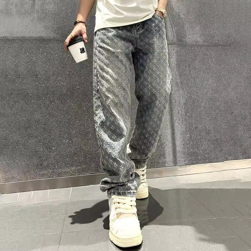 Zeydan - Pantaloni Jeans Larghi In Jacquard - Image 2
