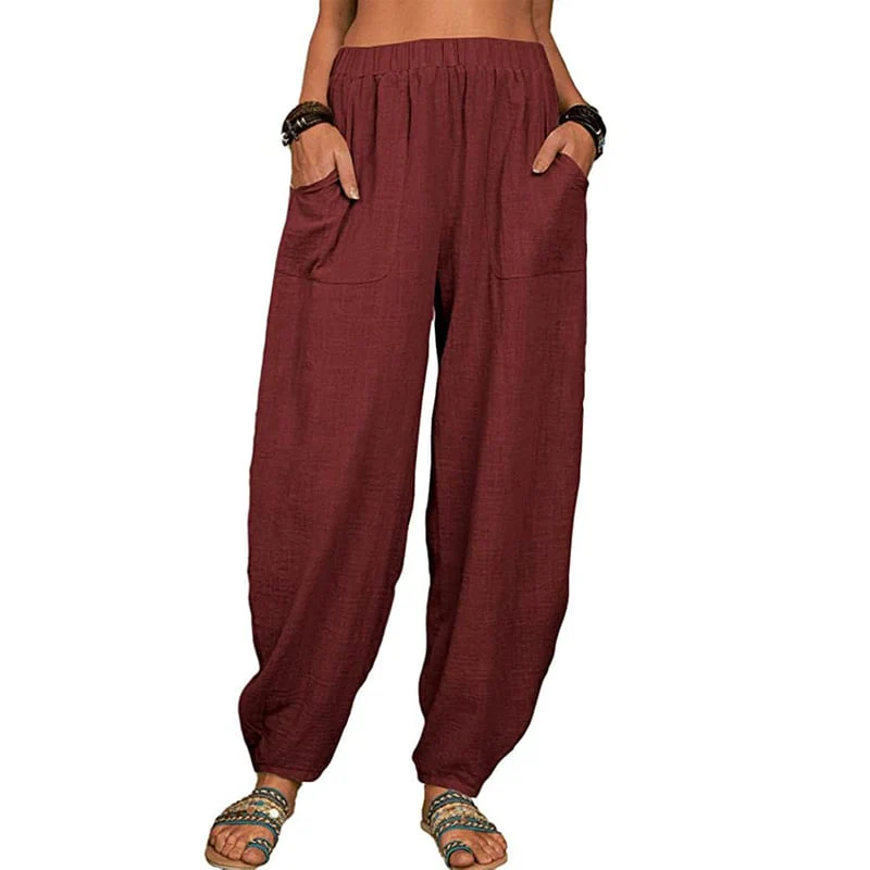 Zinzi - Pantaloni Harem Casual In Cotone e Lino - Image 8